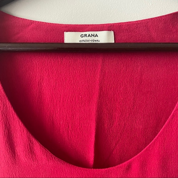 Grana 100% Silk 2 Layered Pink Tank Shift Dress XS raspberry double layered - Picture 3 of 8